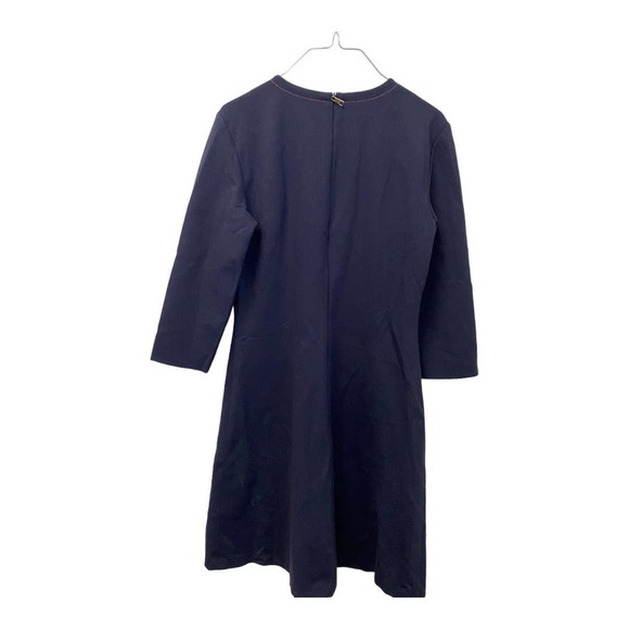 Escada Sport Sheath Dress 6 Navy Blue Knee Length 3/4 Sleeve Designer Crewneck - Picture 3 of 5